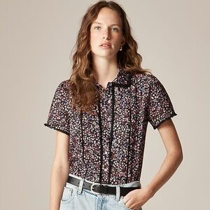 NWT J Crew Lace-Trim Shirt in Liberty Strawberry Floral Fabric, Size 4